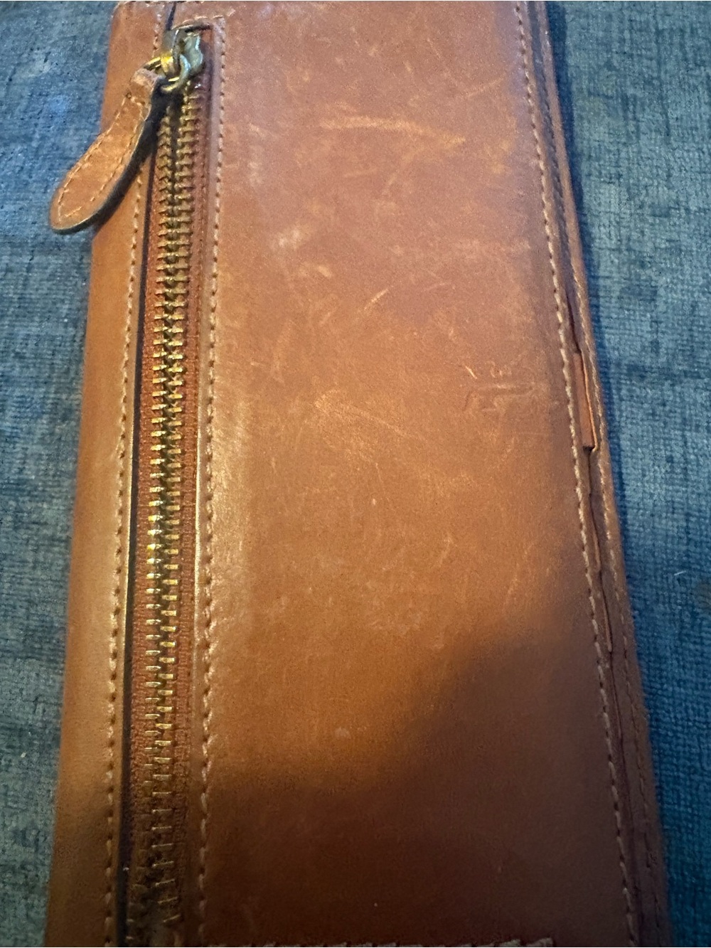 Vintage Frye Cognac Brown Leather Continental Checkbook Wallet Closure as Is - Picture 7 of 8